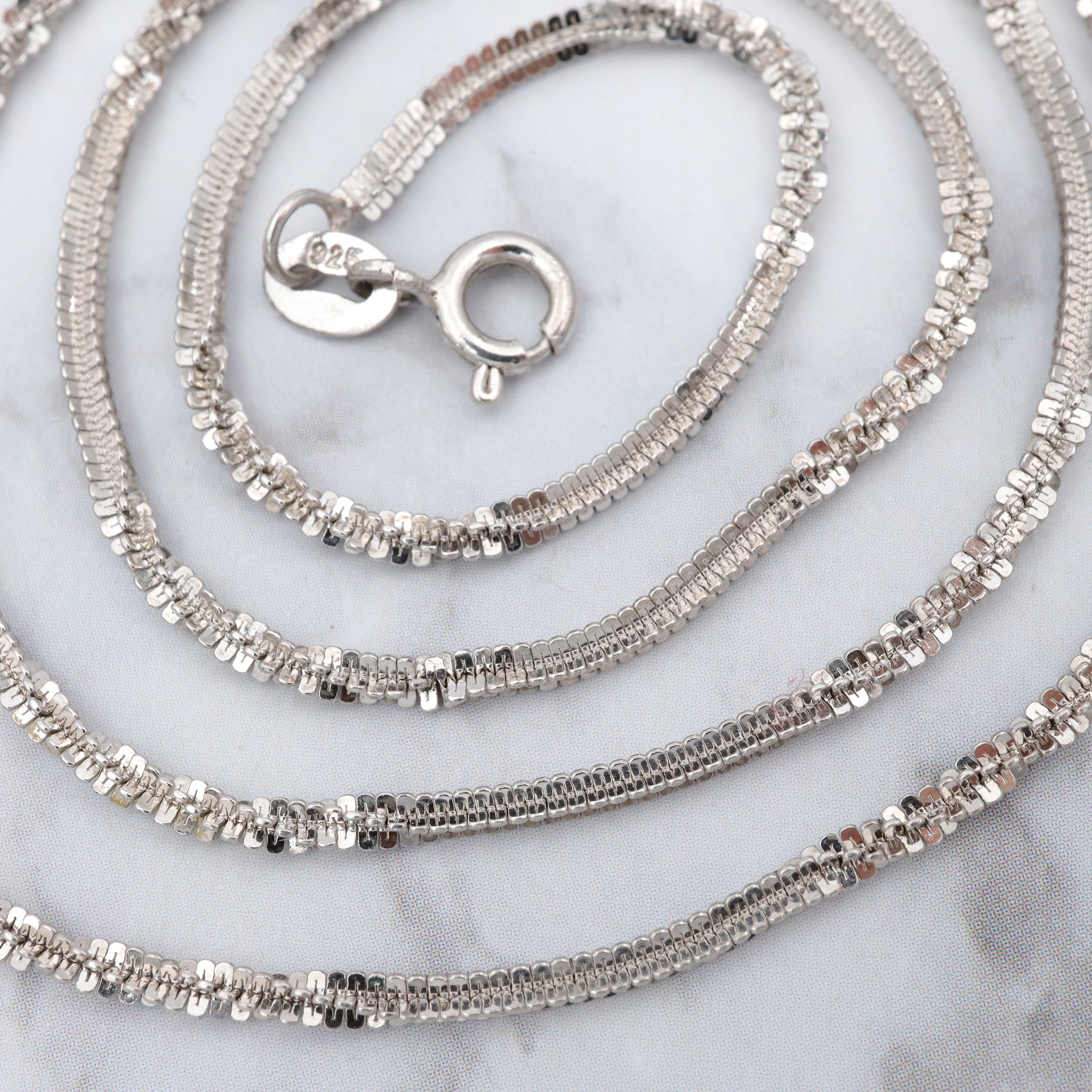 Vintage sterling 2mm margarita chain necklace, 18"